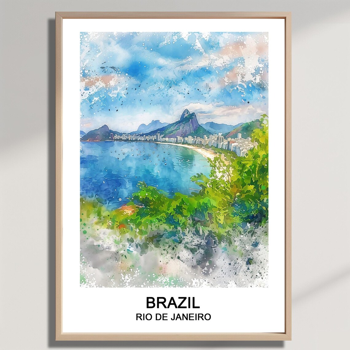 Rio De Janeiro Watercolor Print Brazil Cityscape Wall Art