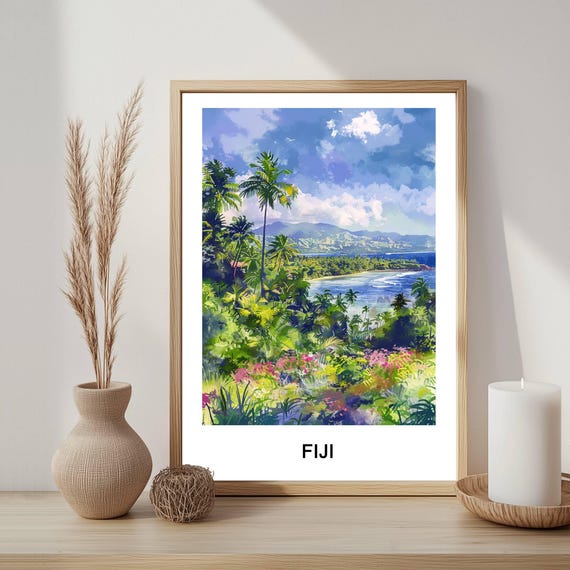 Fiji Watercolor Print Tropical Island Wall Art