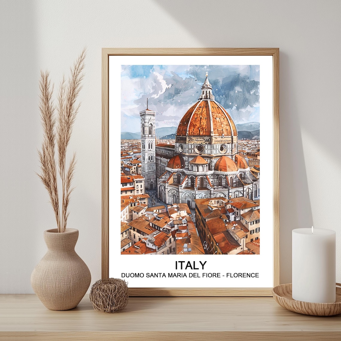 Florence Duomo Santa Maria Del Fiore Italy Watercolor Travel Poster