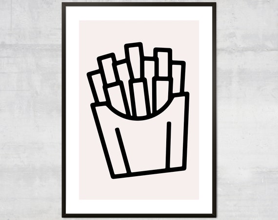 French Fries Art Fast Food Minimalist Bohemian Decor Nursery Kitchen Wall Print