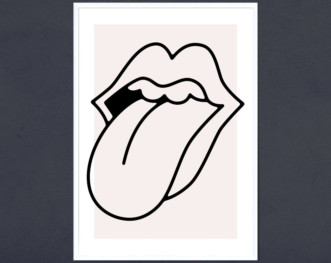 Lips Art Print Minimalist Bohemian Decor Kiss Wall Rock And Roll Poster Modern Typography