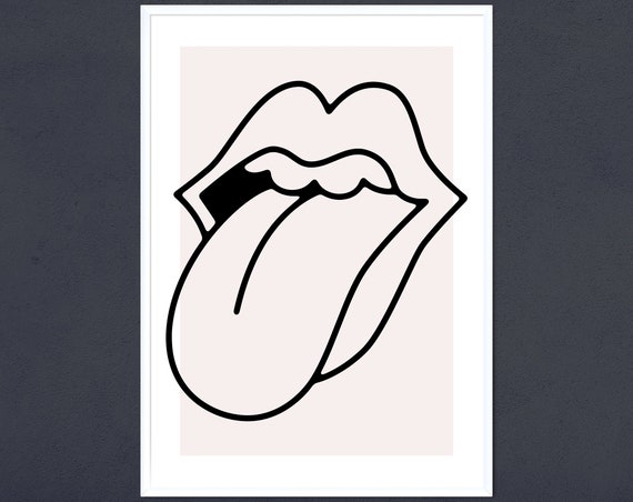Lips Art Print Minimalist Bohemian Decor Kiss Wall Rock And Roll Poster Modern Typography