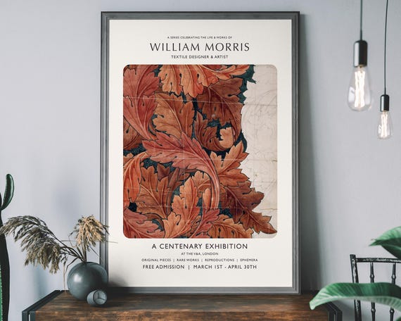 William Morris Exhibition Poster, Vintage Botanical Art Print