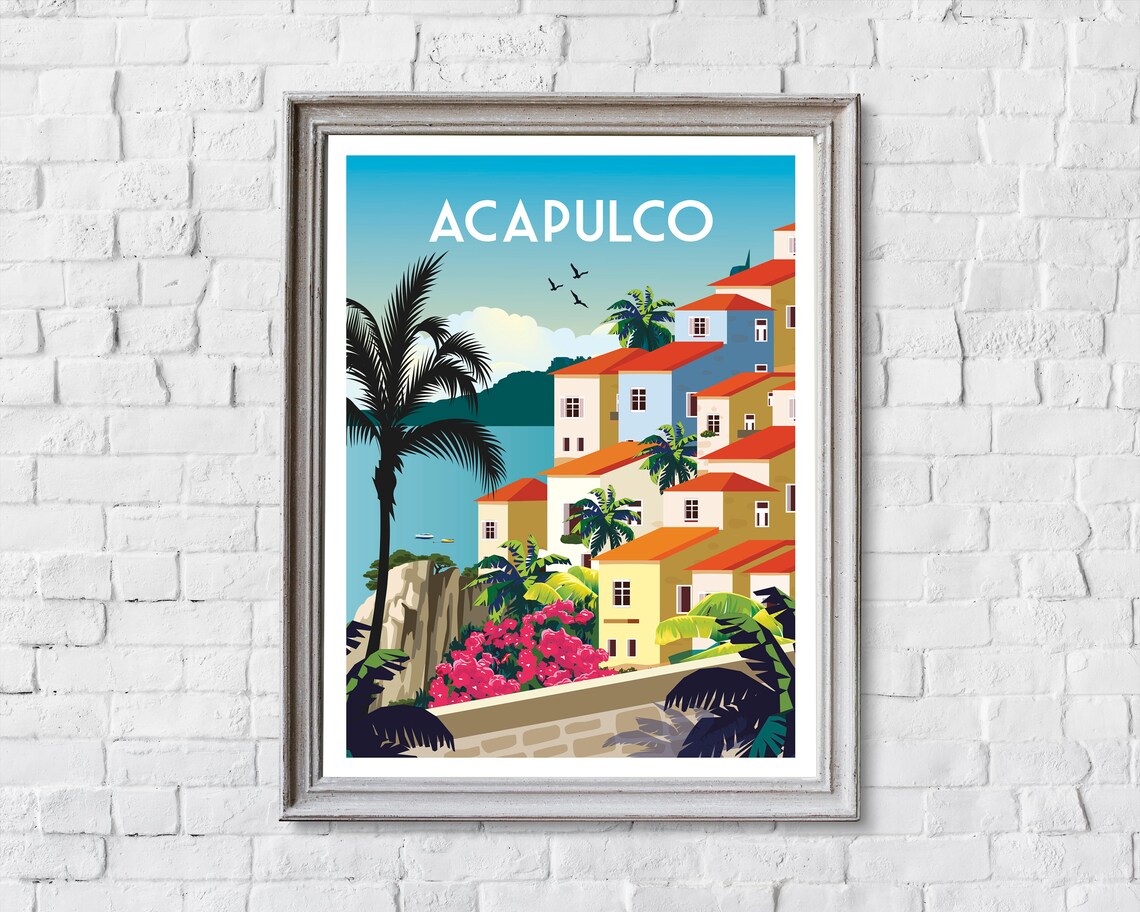 Acapulco Retro Travel Poster, Mexico Travel Print - Image 2