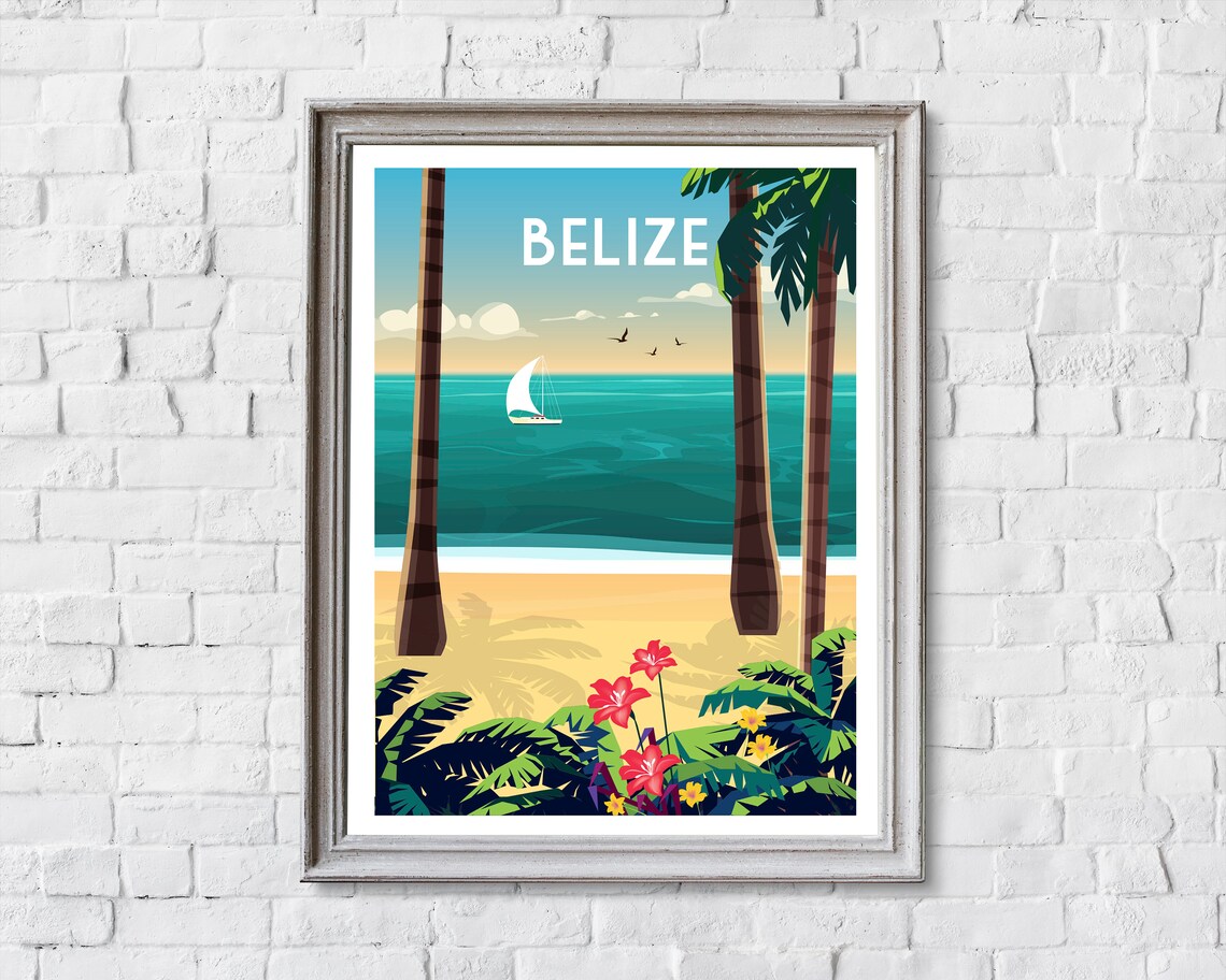 Belize Retro Travel Poster, Destination Wall Art - Image 2