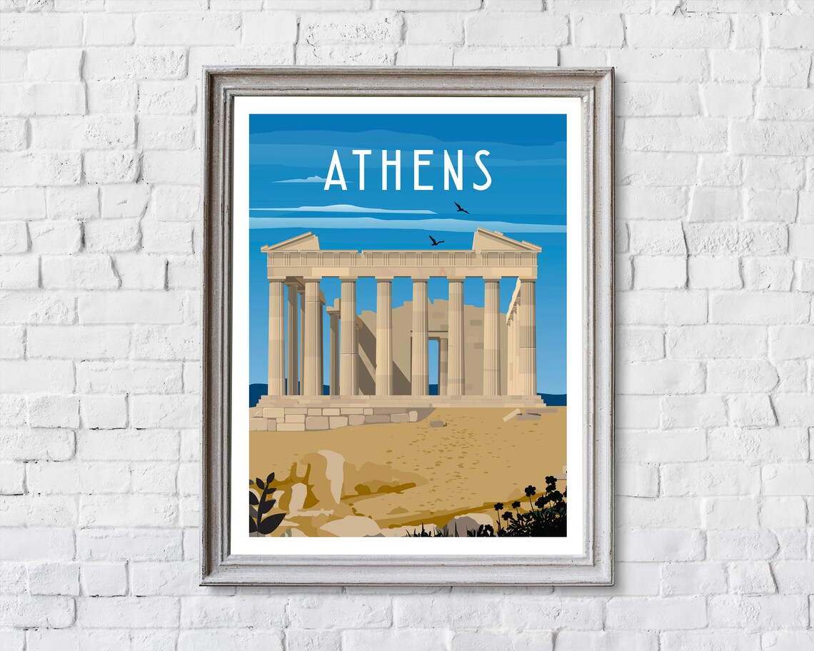 Athens Retro Travel Poster, Greece Wall Art Print - Image 2