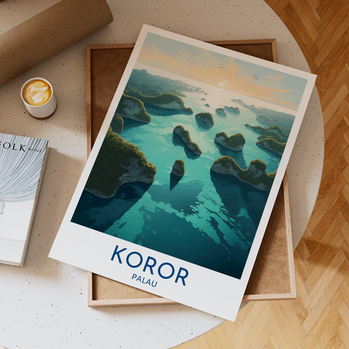 Koror Palau Rock Islands Sunrise Turquoise Ocean Travel Poster