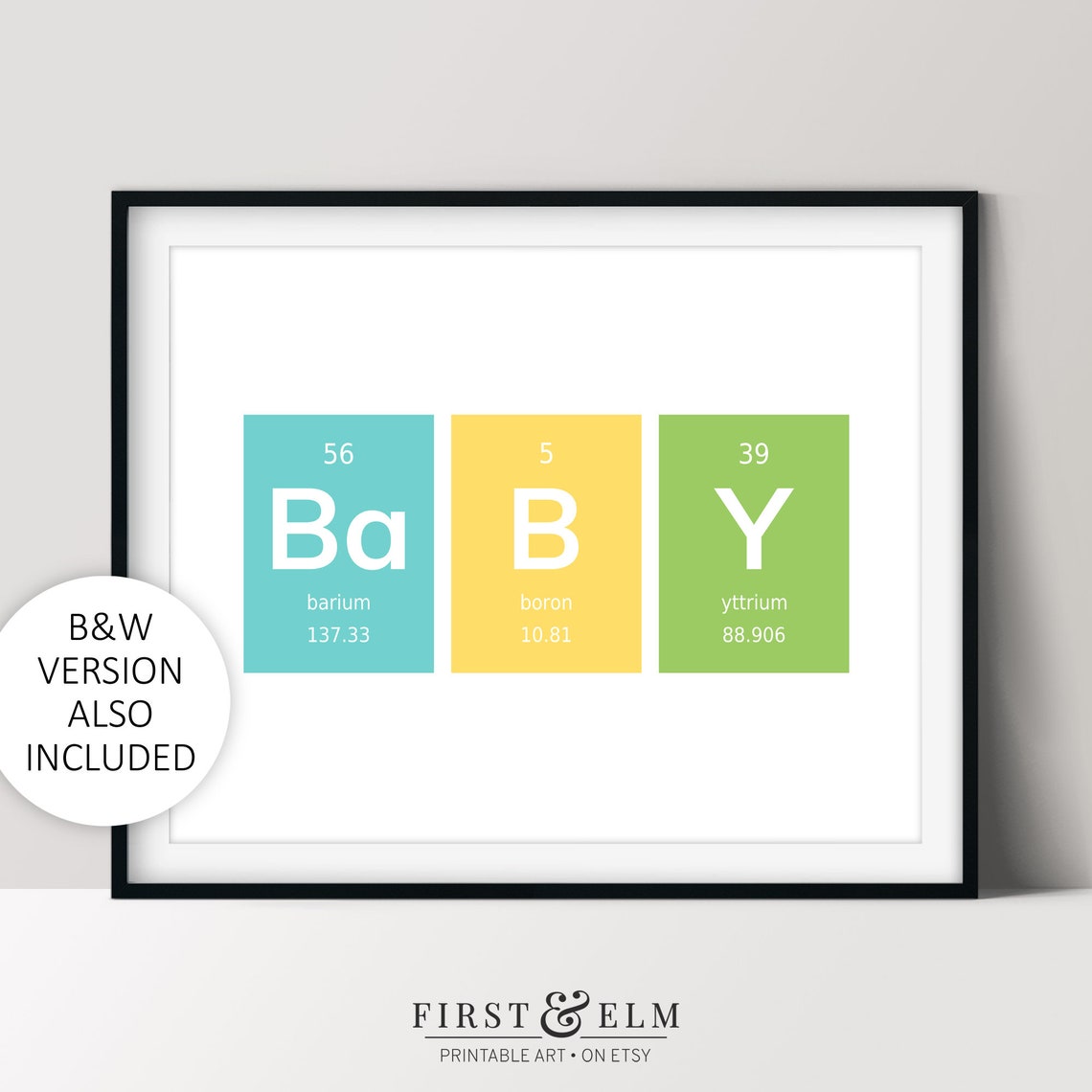Baby Periodic Table Elements Pastel Nursery Science Teacher Poster