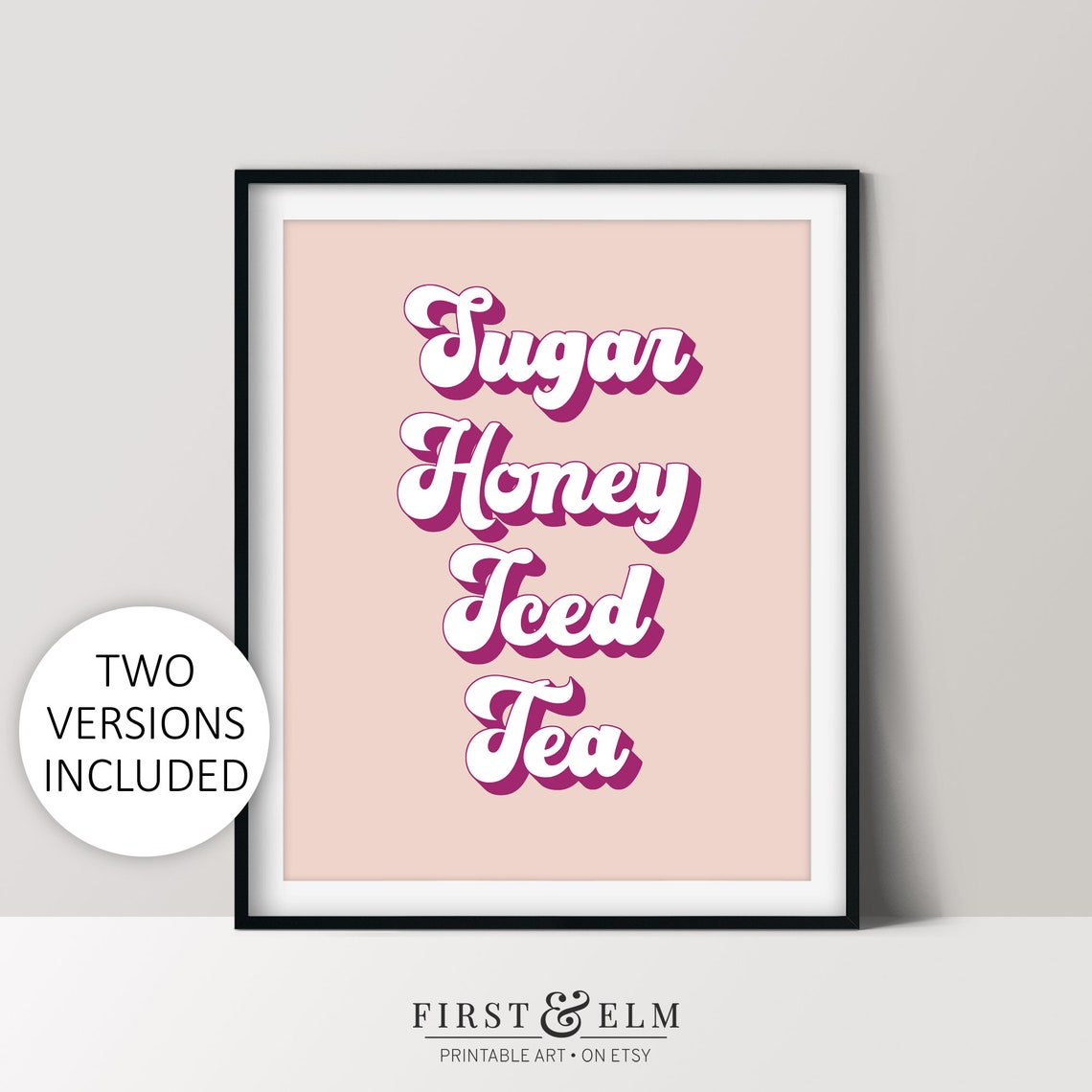 Sugar Honey Iced Tea Bold Retro Script Pink Funny Saying Poster