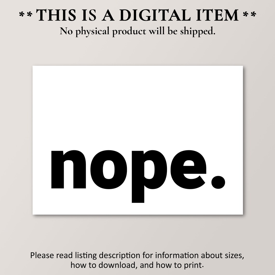 Nope Funny Home Decor Typography Art Print - Image 4