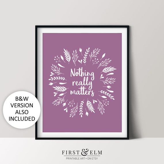Nothing Really Matters Botanical Wreath Mauve Dark Humor Wall Poster