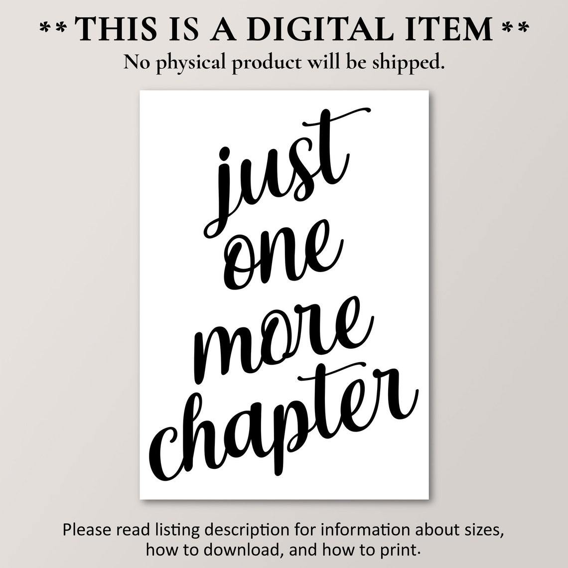Just One More Chapter Book Lover Script Reading Nook Decor Art Print - Image 4