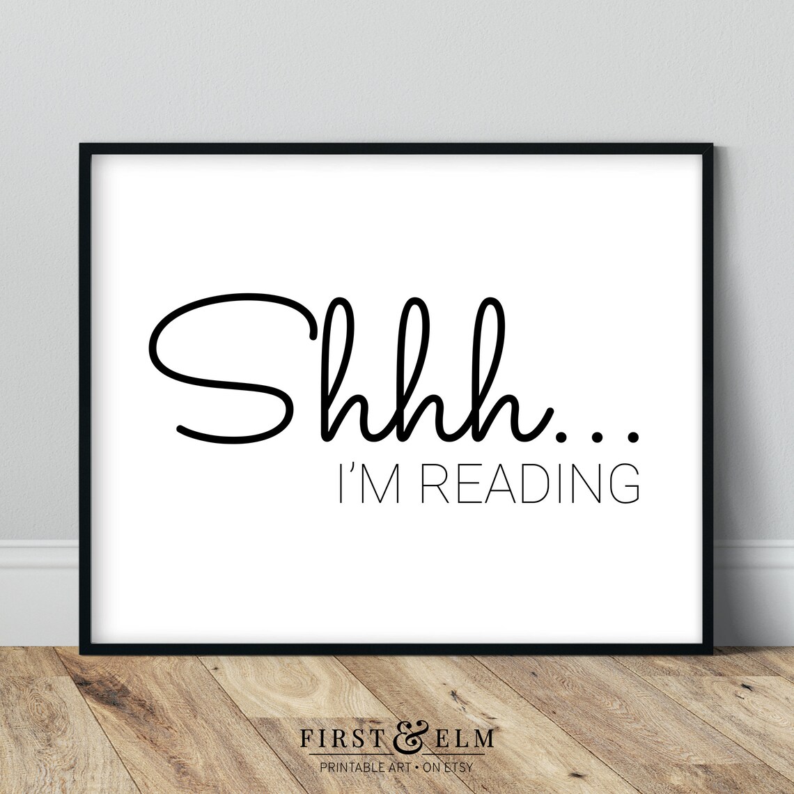 Shhh I'm Reading Bookworm Art Print, Home Library Decor - Image 2