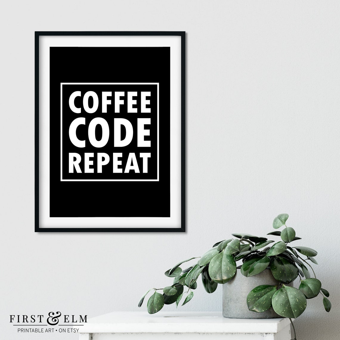 Coffee Code Repeat Programmer Wall Art Computer Nerd Gift Instant - Image 2