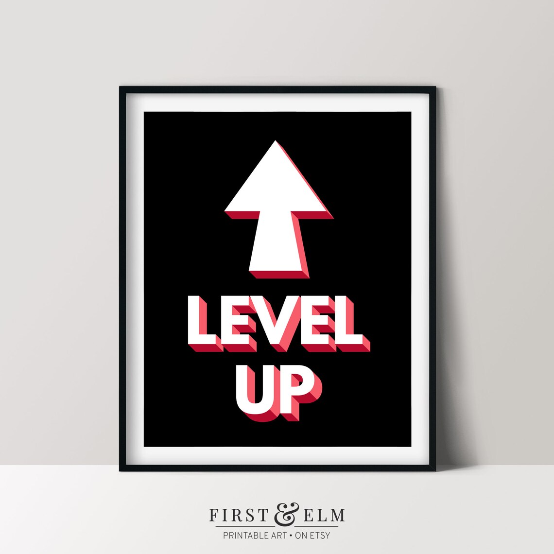 Level Up Arrow Poster Retro Video Game Gamer Room Wall Decor