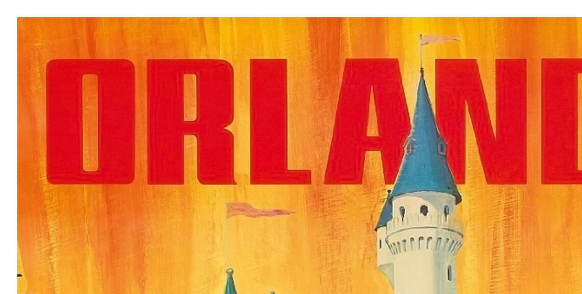 Orlando National Airlines Vintage Fairy Castle Clown Parade Poster - Image 2