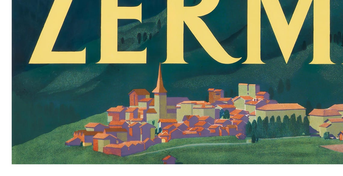 Zermatt Switzerland Matterhorn Peak Village Vintage Travel Poster - Image 2