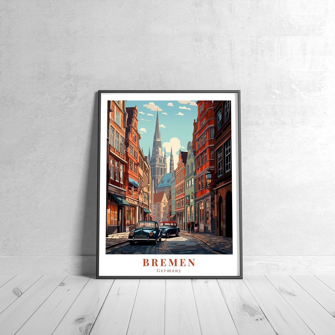 Bremen Vintage Travel Poster, Retro Germany
