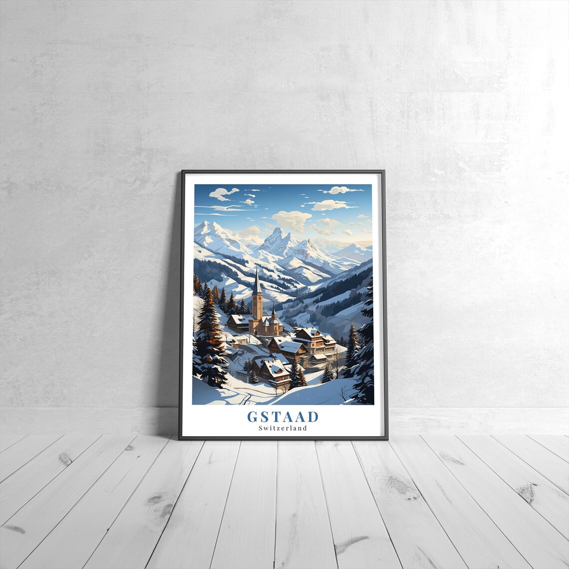 Gstaad Vintage Travel Poster, Switzerland Travel Poster