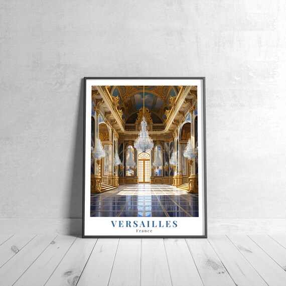 Versailles France Hall Of Mirrors Palace Vintage Travel Poster