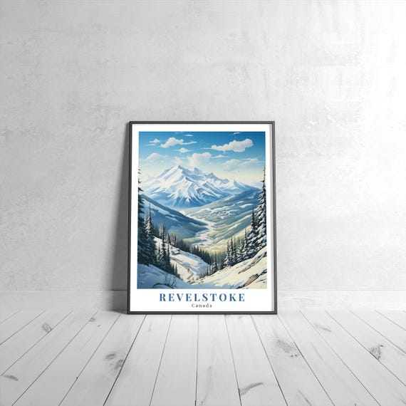 Revelstoke Vintage Travel Poster Retro Canada Art Print Colorful Home Decor Wall Unique Gift