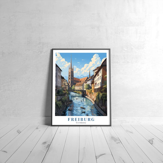 Freiburg Vintage Travel Poster Retro Germany Art Print Colorful Home Decor Wall Unique Gift
