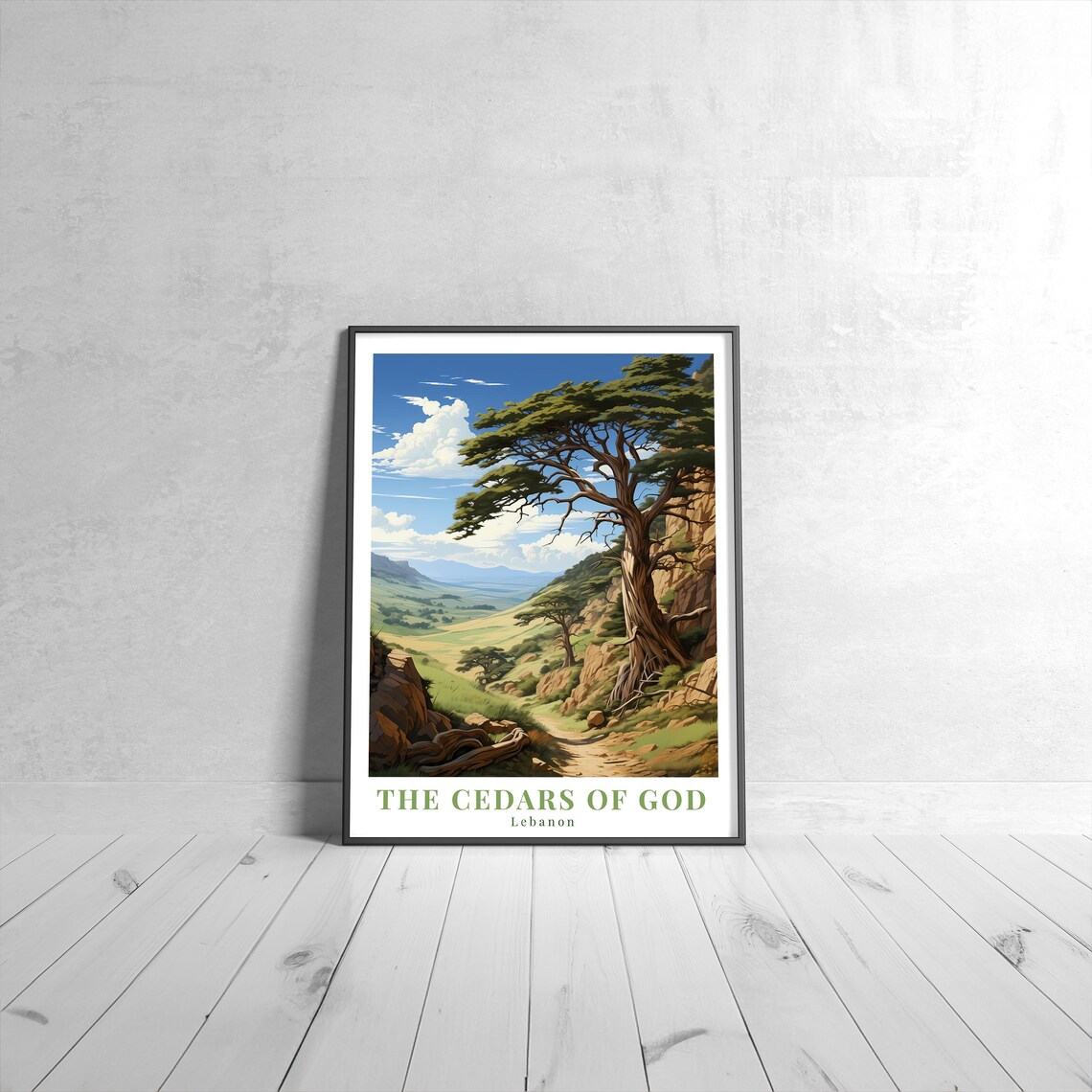 The Cedars of God Lebanon Ancient Tree Vintage Travel Poster