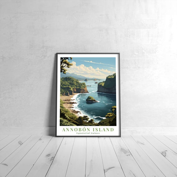 Annobon Island Vintage Travel Poster Retro Equatorial Guinea Art Print Colorful Home Decor Wall Unique Gift