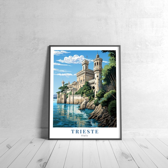 Trieste Vintage Travel Poster Retro Italy Art Print Colorful Home Decor Wall Unique Gift