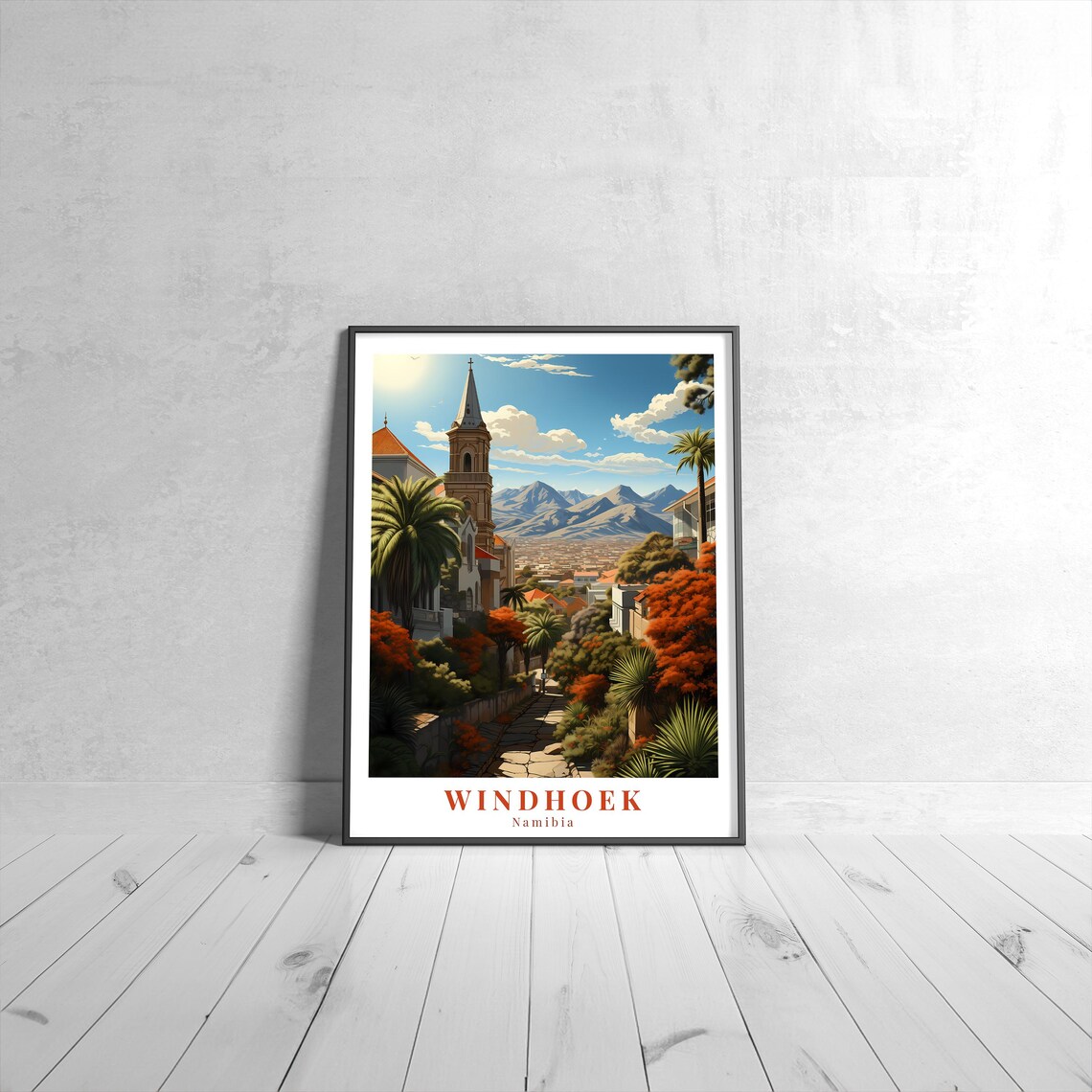 Windhoek Vintage Travel Poster, Namibia Art Print