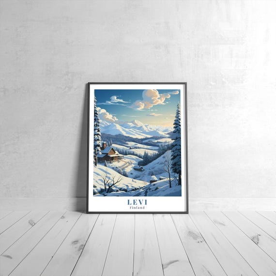 Levi Vintage Travel Poster Retro Finland Art Print Colorful Home Decor Wall Unique Gift