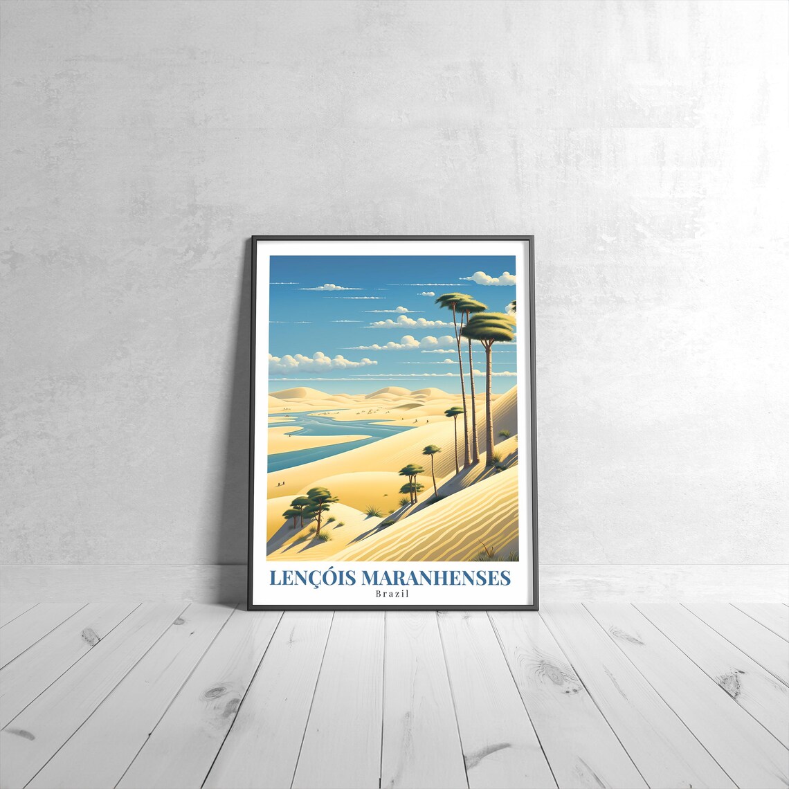 Lençóis Maranhenses Brazil Desert Dunes Lagoons Vintage Travel Poster