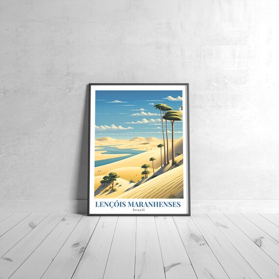 Lençóis Maranhenses Brazil Desert Dunes Lagoons Vintage Travel Poster