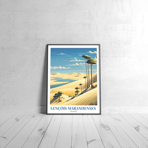 Lenis Maranhenses Vintage Travel Poster Retro Brazil Art Print Colorful Home Decor Wall Unique Gift