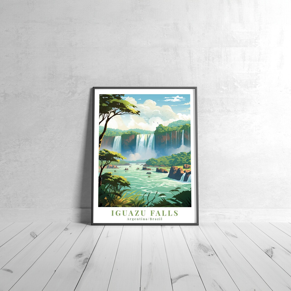 Iguazu Falls Vintage Travel Poster, Retro Travel Poster