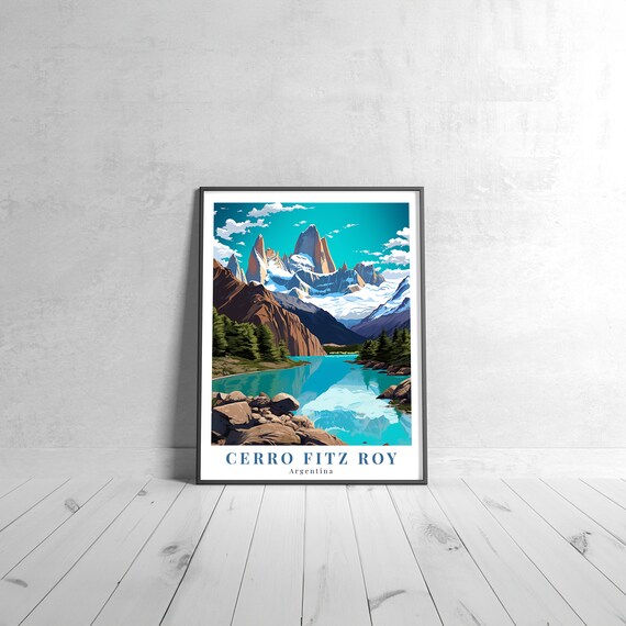Cerro Fitz Roy Argentina Patagonia Mountain Vintage Travel Poster