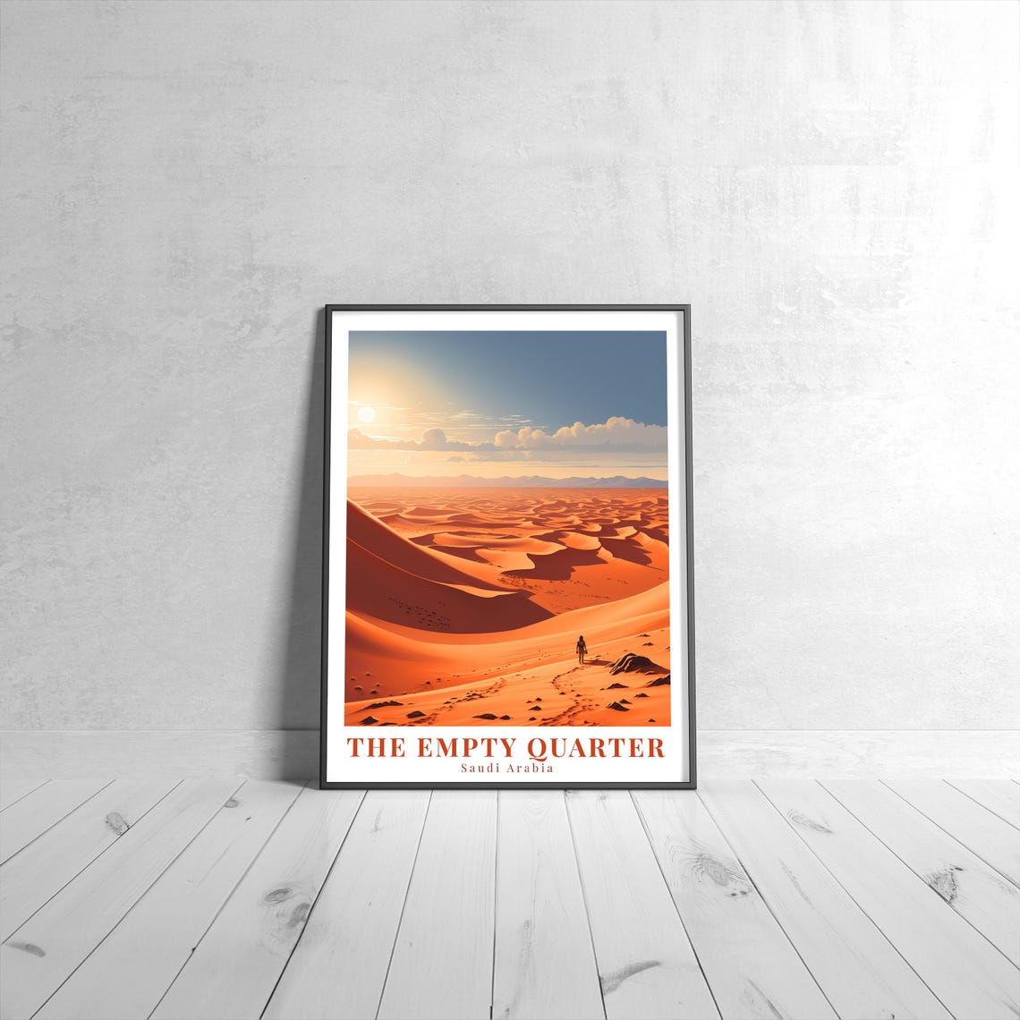 The Empty Quarter Saudi Arabia Desert Dunes Vintage Travel Poster