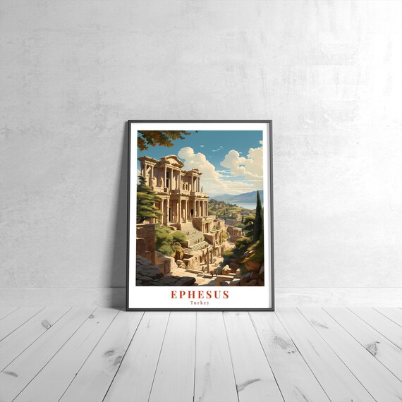 Ephesus Vintage Travel Poster, Retro Turkey