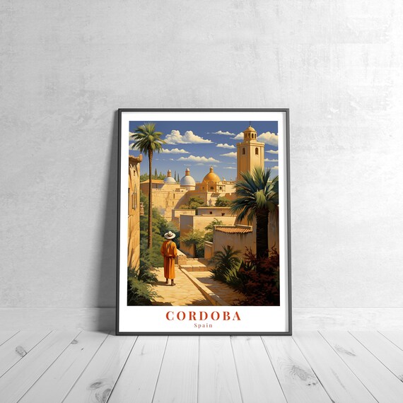Cordoba Spain Vintage Travel Poster Old Town Domes and Palms
