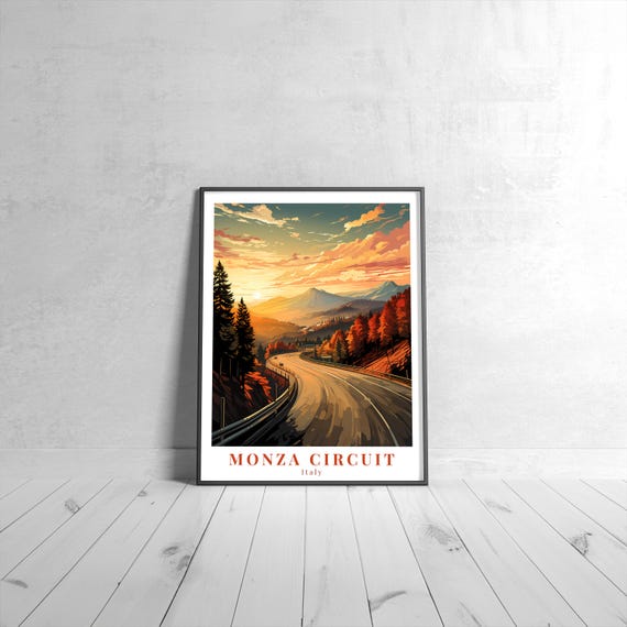 Monza Circuit Vintage Travel Poster Retro Italy Art Print Colorful Home Decor Wall Unique Gift
