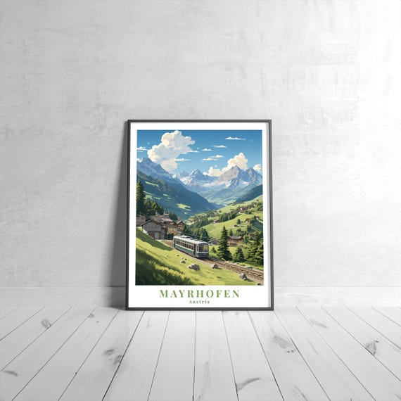 Mayrhofen Vintage Travel Poster Retro Austria Art Print Colorful Home Decor Wall Unique Gift
