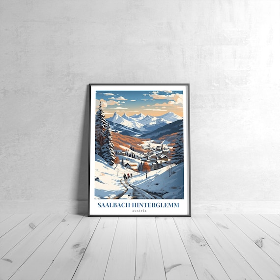 Saalbach Hinterglemm Austria Ski Village Winter Travel Poster