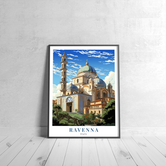 Ravenna Vintage Travel Poster Retro Italy Art Print Colorful Home Decor Wall Unique Gift