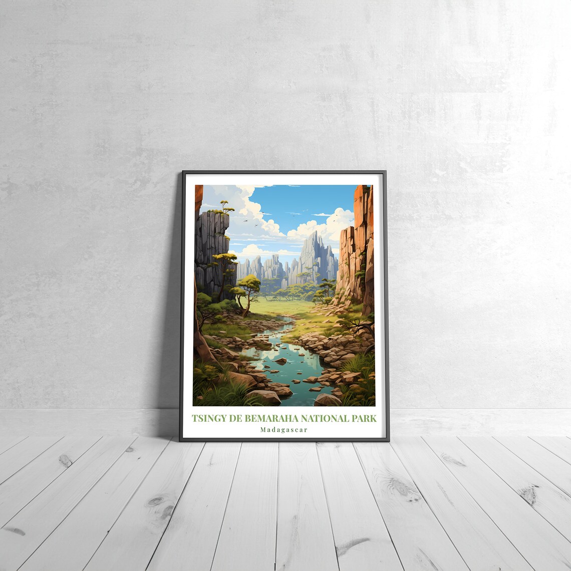 Tsingy de Bemaraha National Park Madagascar Vintage Travel Poster