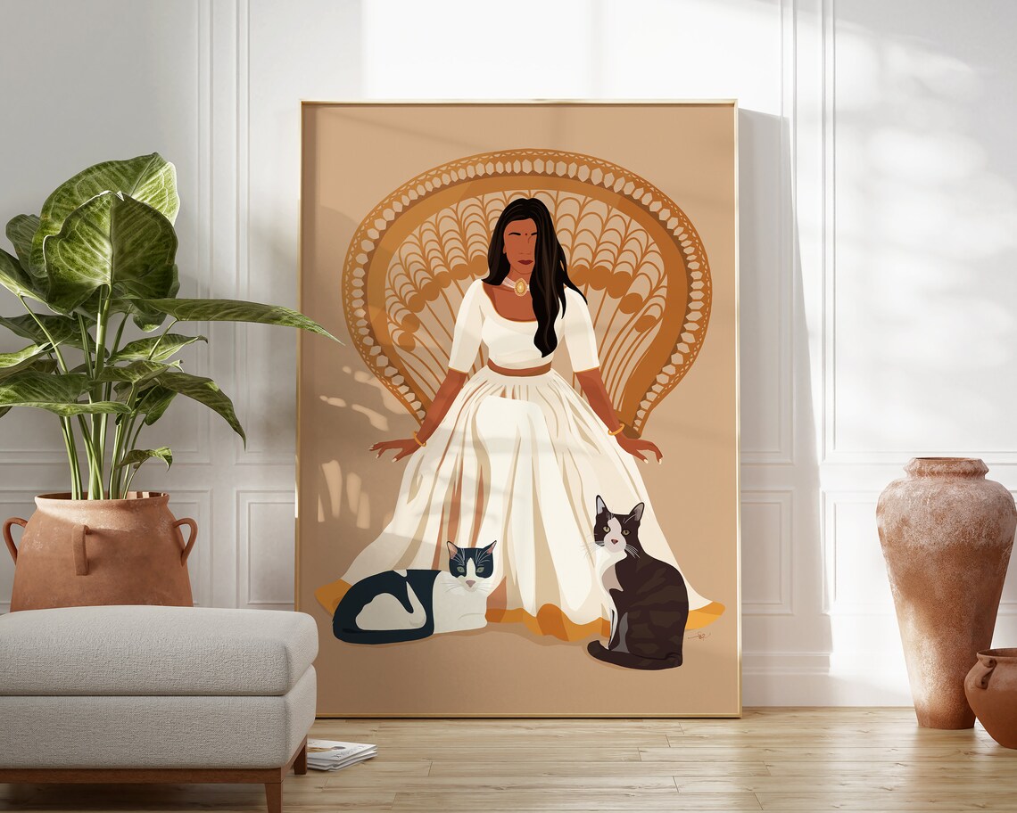 Cat Lady Print, Desi South Asian Art - Image 4