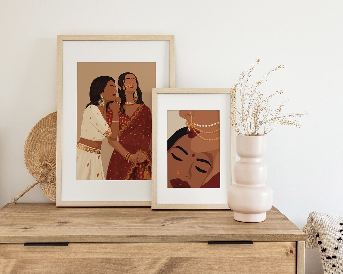 Indian Sisters Desi Art Print, South Asian Bond - Image 3