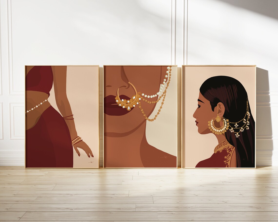 Desi Art Indian Woman Illustration, Art Print - Image 3