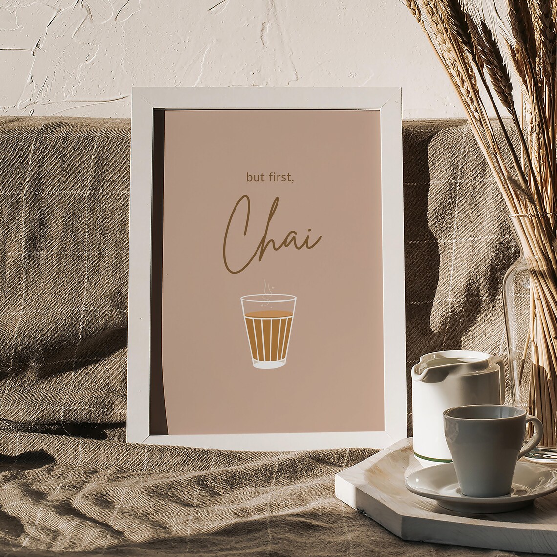 But First Chai Indian Typography Kitchen Art Print - Image 6
