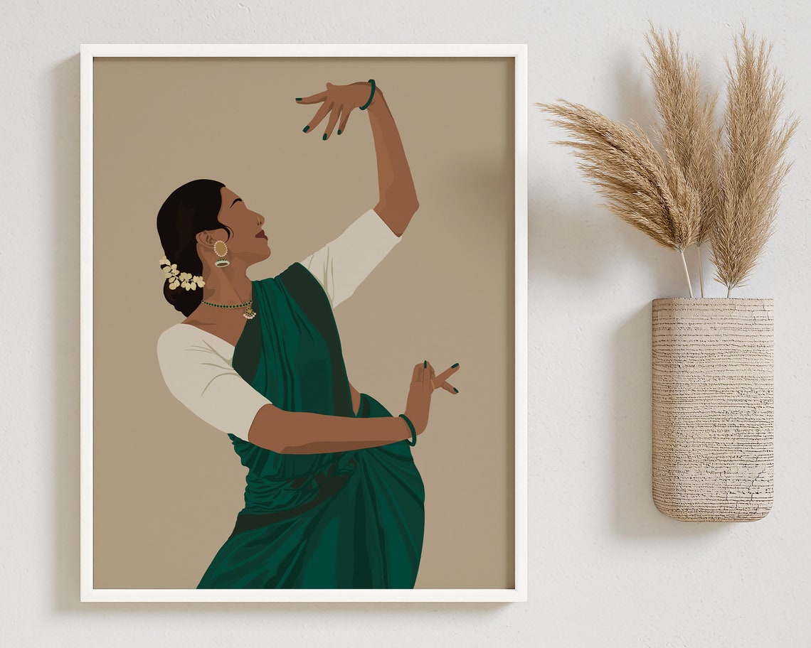 Bharatanatyam Indian Dancer Art Print, South Asian Portrait