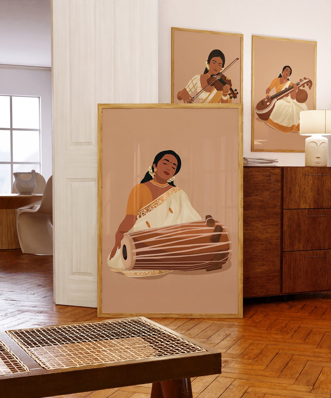 Veena Art, Indian Woman Musician Art Print - Image 2